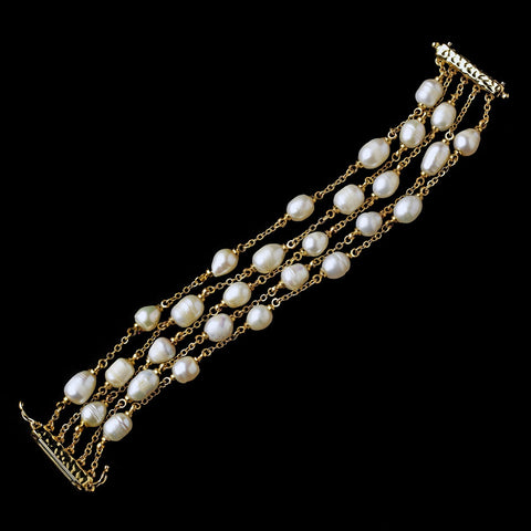 Gold Pearl Bridal Wedding Bracelet 7965