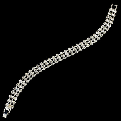 Elegant Silver Clear 3 Row Rhinestone Bridal Wedding Bracelet 80003