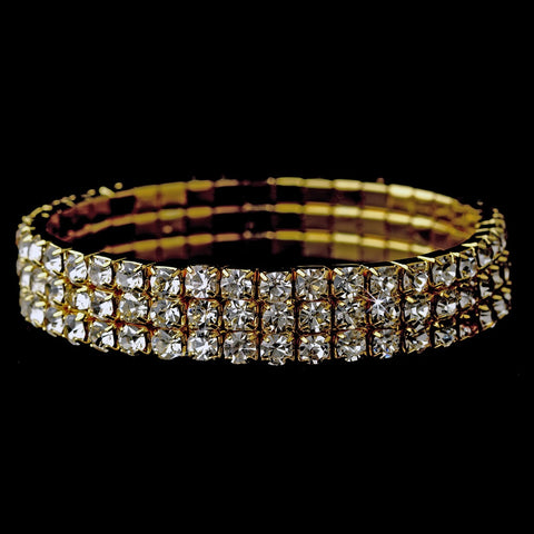Gold Stretch 3 Line Bridal Wedding Bracelet 80591