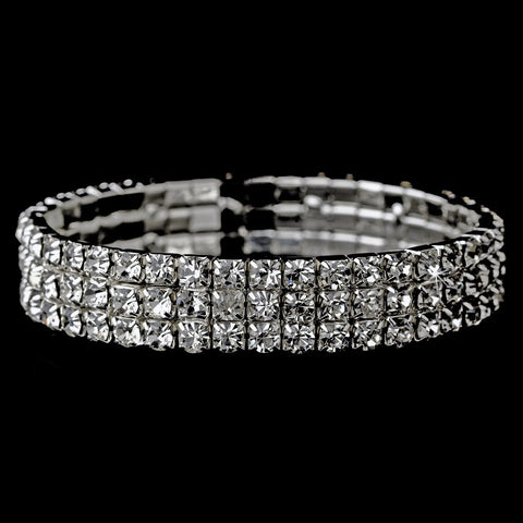 Silver Stretch 3 Line Bridal Wedding Bracelet 80591