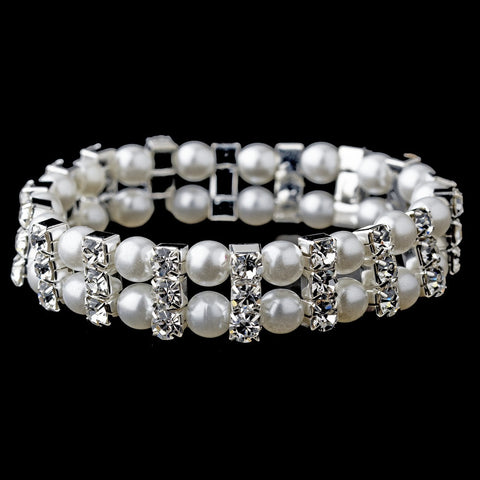 Silver White Bridal Wedding Bracelet 80629