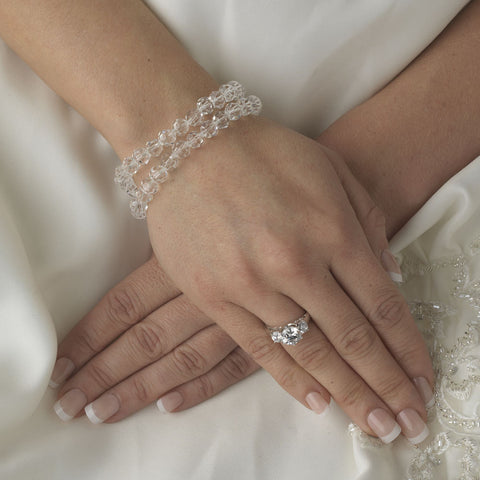 Double Swarovski Crystal Row Bridal Wedding Bracelet B-8143