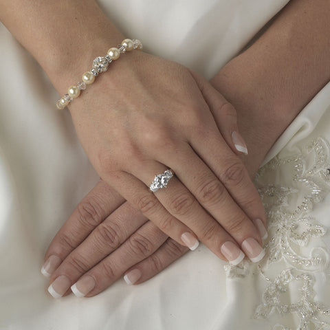Lovely Ivory Pearl & Swarovski Bridal Wedding Bracelet B 815