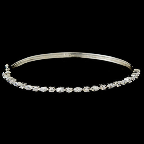 Beautiful Silver Clear Bangle Bridal Wedding Bracelet B 8166
