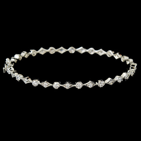 Silver Clear Bangle Bridal Wedding Bracelet B 8169