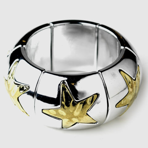 Silver & Gold Starfish Stretch Bridal Wedding Bracelet 81778