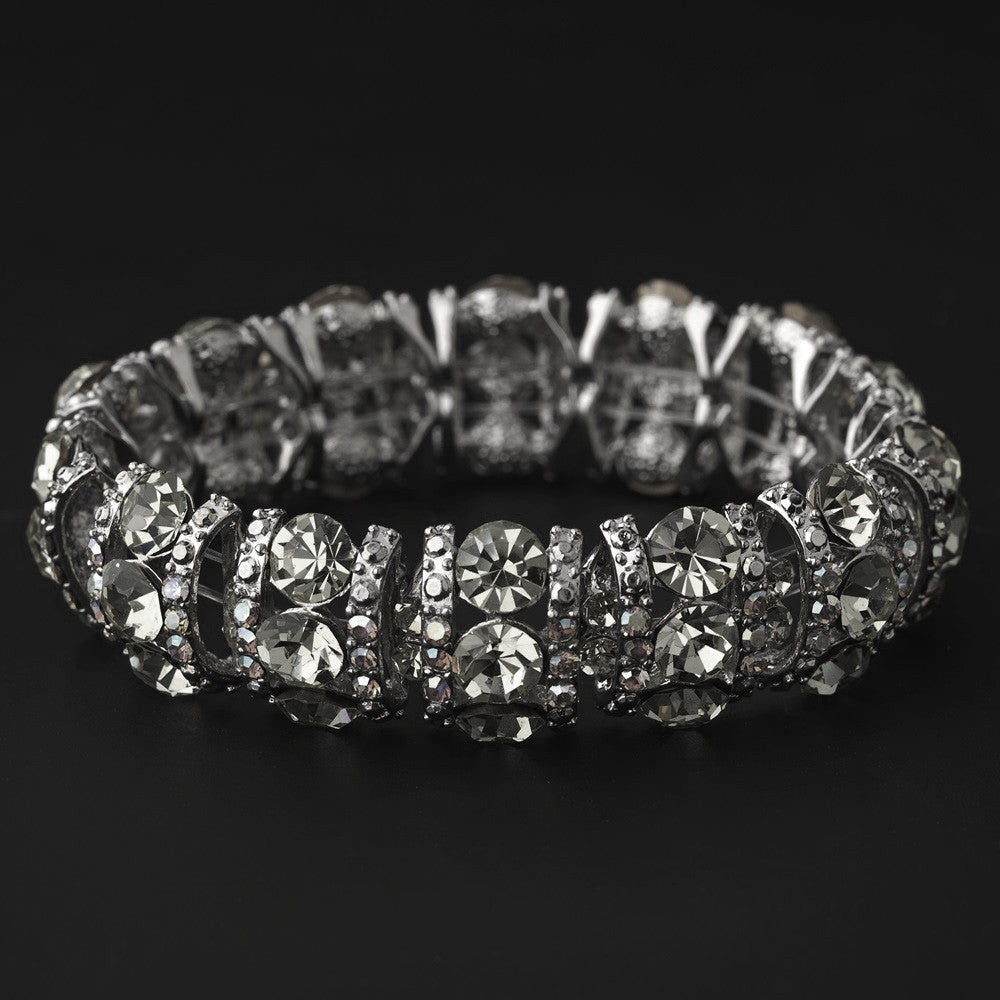 Silver Clear Bangle Bridal Wedding Bracelet B 8181