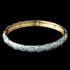 Gold Light Blue Enamel Swirl & Rhinestone Bangle Bridal Wedding Bracelet 82063