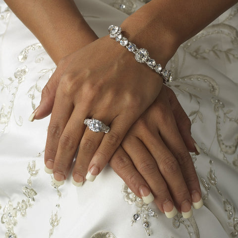 Silver Crystal Bridal Wedding Bracelet B 8243
