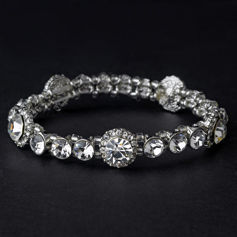 Silver Crystal Bridal Wedding Bracelet B 8243