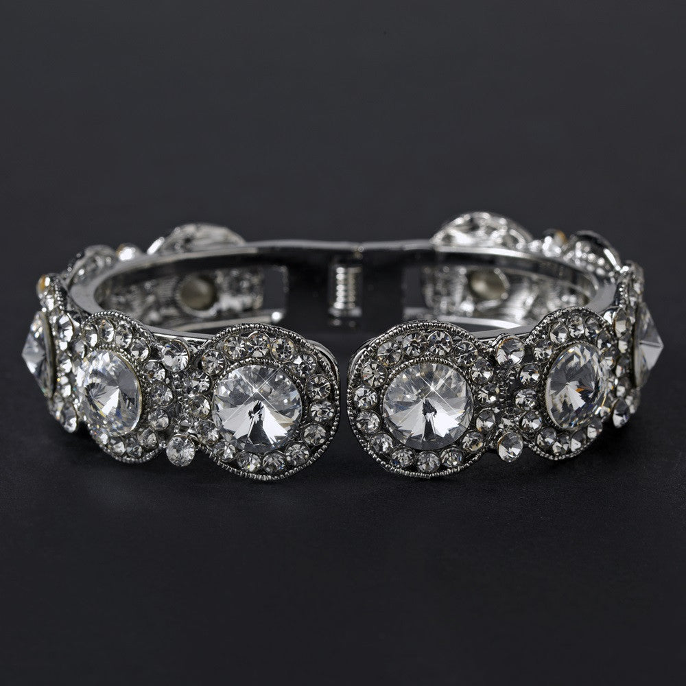 Crystal Silver Cuff Bridal Wedding Bracelet B 8245