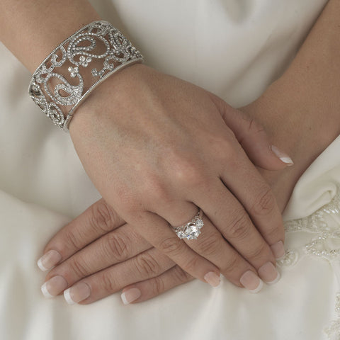 Silver and Blue Bridal Wedding Bracelet B 8246