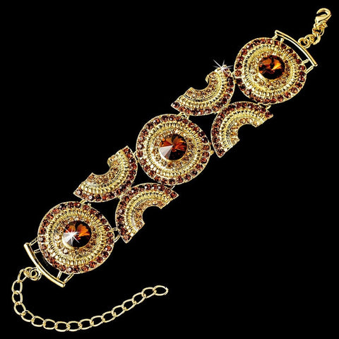 Inspiring Gold Amber Rhinestone Bridal Wedding Bracelet 8288