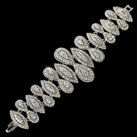 Glamorous Vintage Silver AB Rhinestone Bridal Wedding Bracelet B 8290