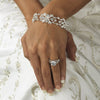 Silver Plated Floral Bridal Wedding Bracelet B 8305