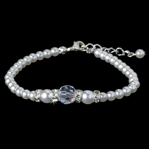 Ivory Silver with Clear Crystal Bridal Wedding Bracelet 8368