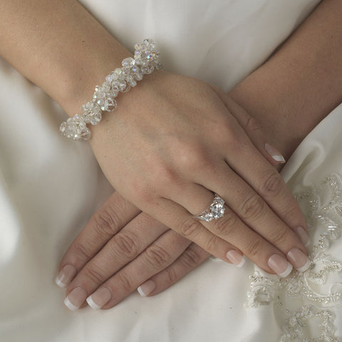 AB Iridescent Swarovski Crystal Cluster Bridal Wedding Bracelet 8383