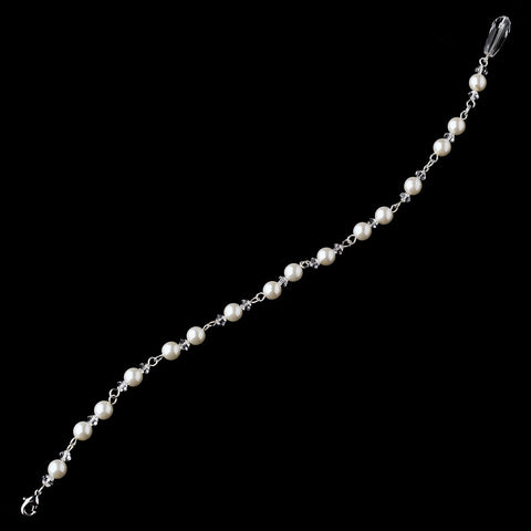Silver Ivory Pearl Bridal Wedding Bracelet 8434