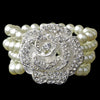 Bridal Wedding Bracelet 8455 Silver Light Ivory Pearl Stretch