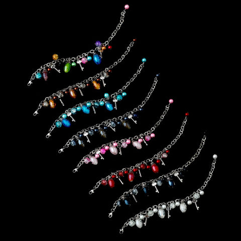 Key Charm Bridal Wedding Bracelets 8499 (Assorted Colors) Set of 6
