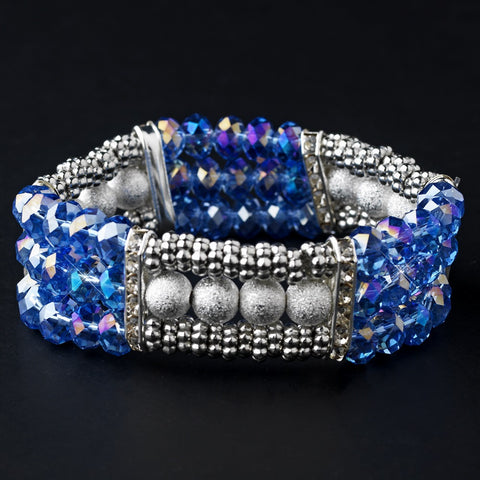 * Festive Blue Aurora Borealis Crystal Bridal Wedding Bracelet 8503