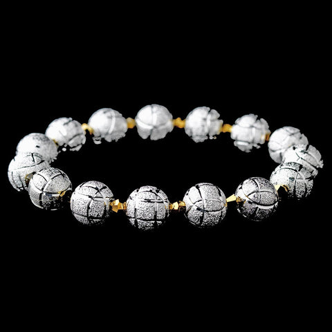 * Silver Spheres and Gold Crystal Bridal Wedding Bracelet 8505