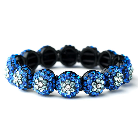 Glistening Four Tone Blue Crystal Stretch Bridal Wedding Bracelet 8543