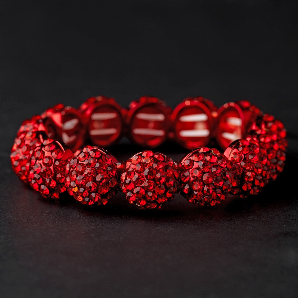 Red Pave Ball Stretch Bridal Wedding Bracelet 8543