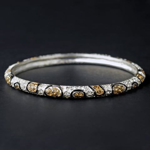 * Silver Topaz w/ Black Trim Bridal Wedding Bracelet 8563
