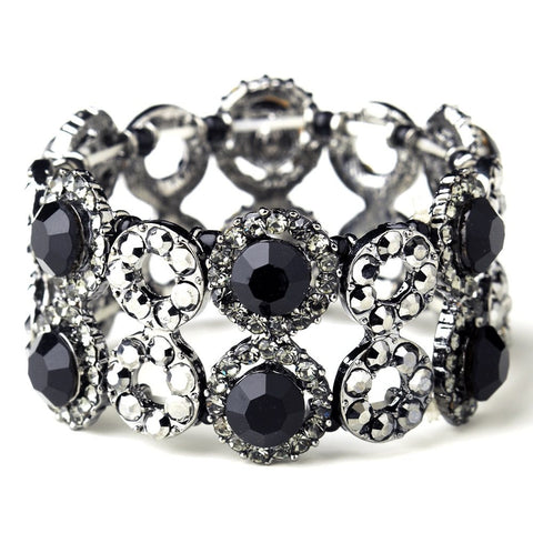 Hematite Black Crystal Bridal Wedding Stretch Bridal Wedding Bracelet 8658
