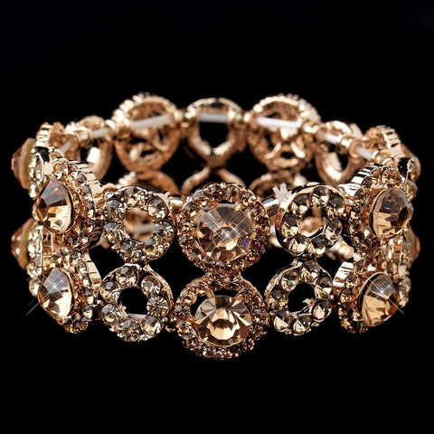 Rose Gold Crystal Stretch Bridal Wedding Bracelet 8658