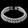 Silver Diamond White Pearl Necklace 8760 & Earrings 8761 Bridal Wedding Jewelry Set