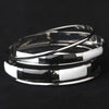 Silver Black & White Modern Myth Stackable Bangle Bridal Wedding Bracelet Set 8800