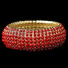 Gold Red Stretch Bridal Wedding Bracelet 8802