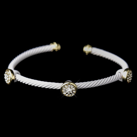 Gold White Cuff Fashion Bridal Wedding Bracelet 8806