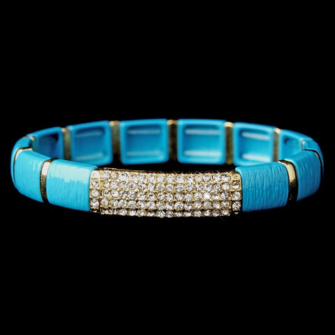 Gold Turquoise Stretch Bridal Wedding Bracelet 8811