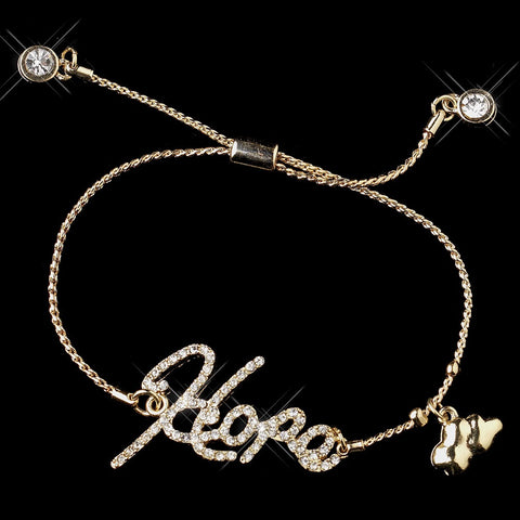 Gold Clear Script "Hope" Bridal Wedding Bracelet 8826