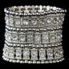 Antique Silver Clear Crystal Bangle Bridal Wedding Bracelet 8850