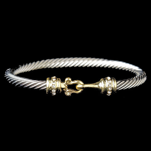 Silver Gold Clear Bangle Bridal Wedding Bracelet 8861
