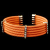 Gold Orange Coral Rhinestone Designer Inspired Open Cuff Bangle Bridal Wedding Bracelet 8865