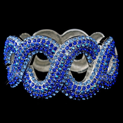 Gotti Majestic Iridescent Blue Rhinestone Bangle Bridal Wedding Bracelet in Silver 8990