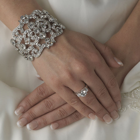 Dazzling Silver Clear Wedding Bridal Wedding Bracelet B 912