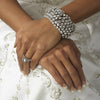 * Captivating Silver Fuchsia Rhinestone Stretch Cuff Bridal Wedding Bracelet B 916