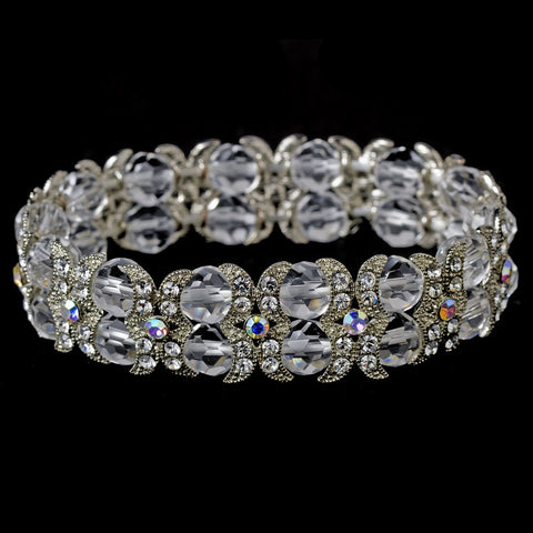 Eye Catching Iridescent Silver AB Bridal Wedding Bracelet B 917