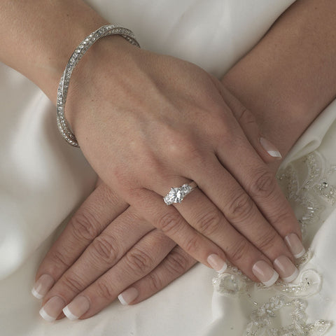 Elegant Silver Clear Bridal Wedding Bracelet B 926