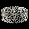Rhodium CZ Art Decor Heart Swirl Bangle Bridal Wedding Bracelet 9621