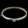 Rhodium Bangle w/ CZ Crystal Center Bridal Wedding Bracelet 7990