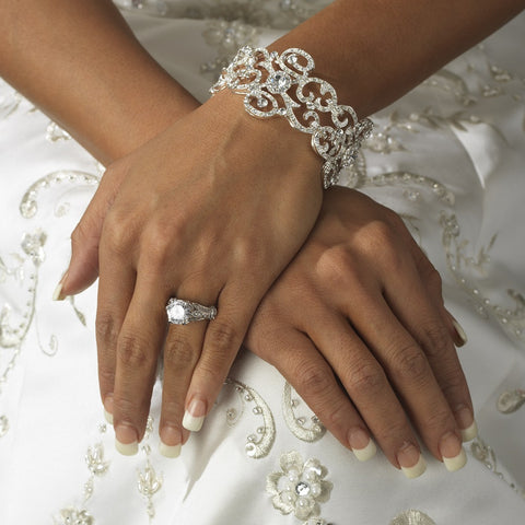 Silver & Crystal Bridal Wedding Bracelet B 985 Clear
