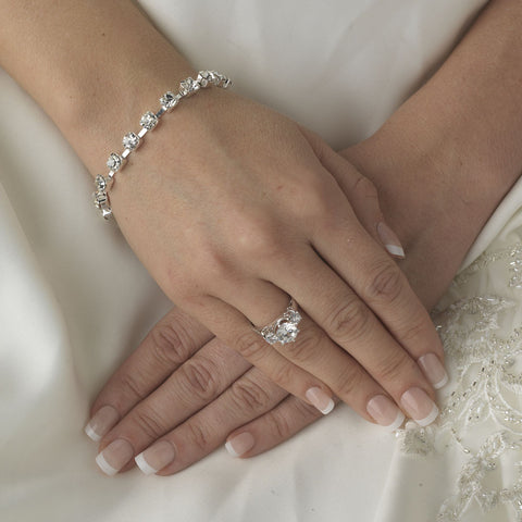 * Clear Rhinestone Bridal Wedding Tennis Bridal Wedding Bracelet B 99