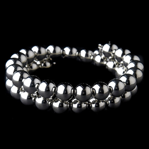 Silver Ball Coil Bridal Wedding Bracelet 9978
